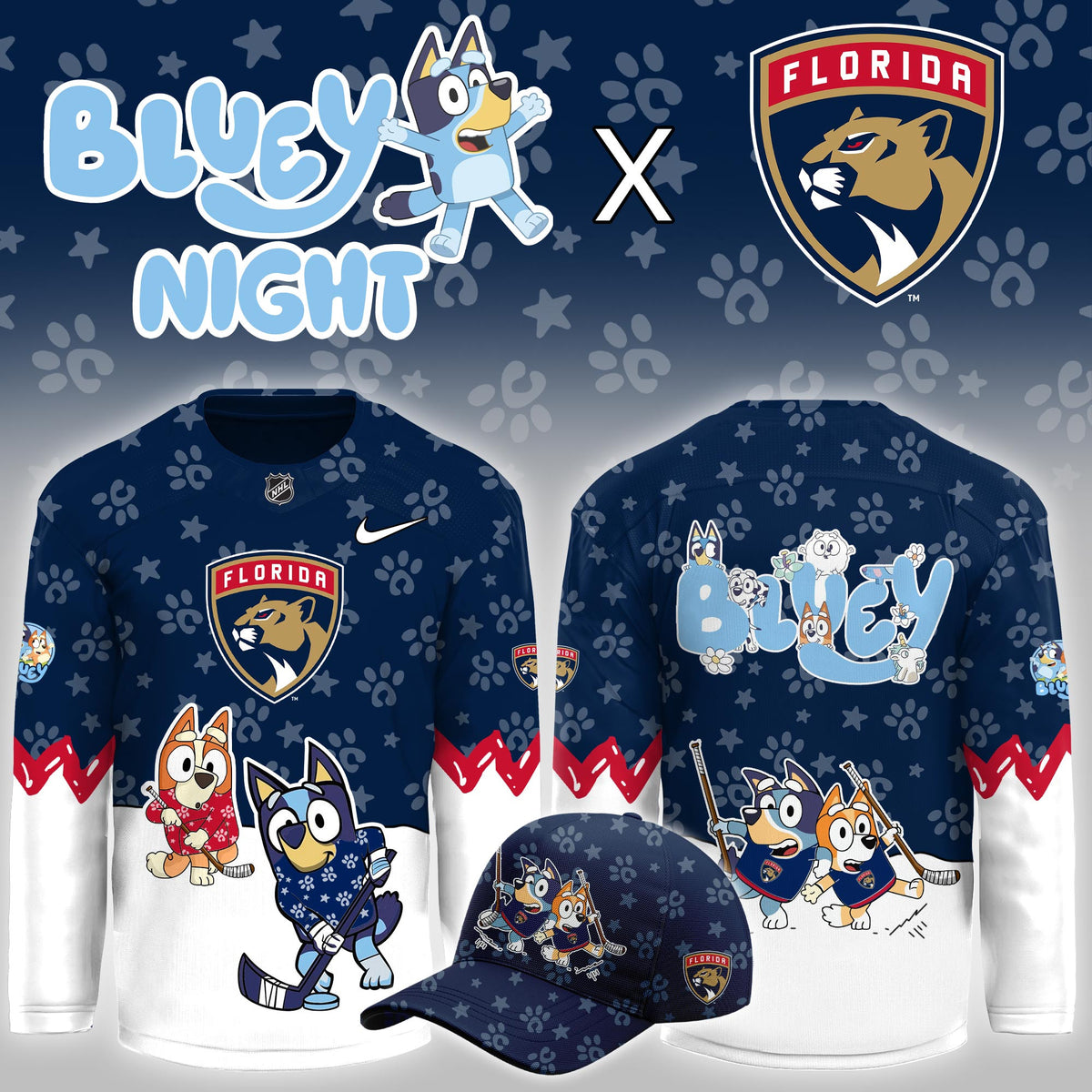 Florida Panthers Bluey Theme Night Game 2026 Jersey Florida Panthers Merch Best Fan Gear - Foxy23shop