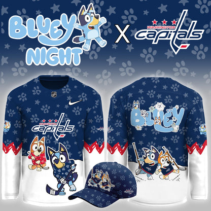 Washington Capitals Bluey Theme Night Game Jersey Washington Capitals Apparel Best Fan Gear - Foxy23shop
