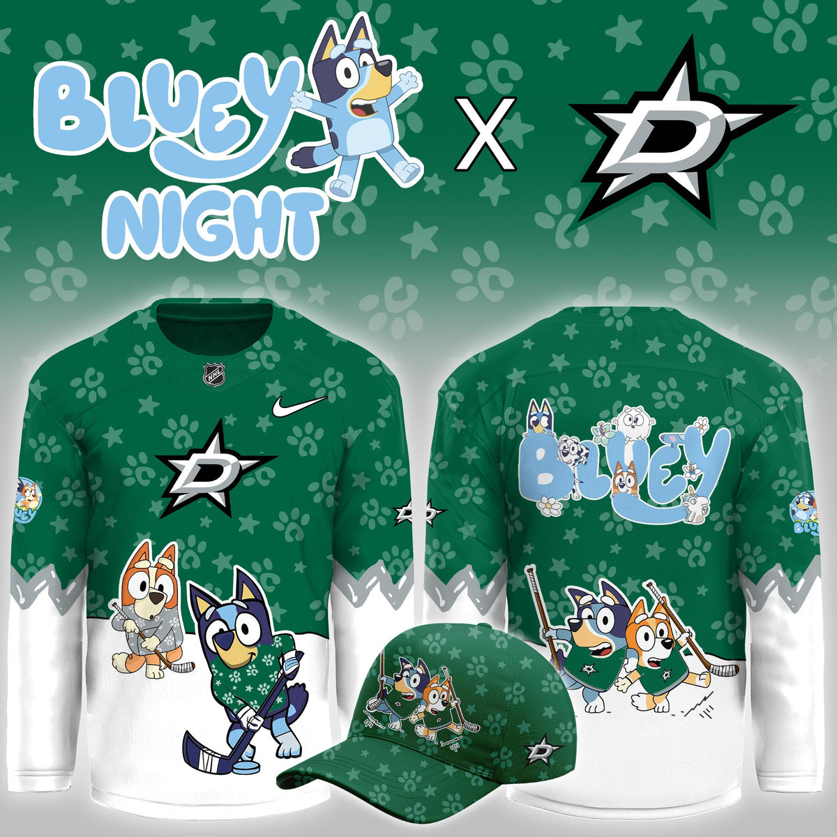 Dallas Stars Bluey Theme Night Game Hockey Jersey Dallas Stars Apparel Unique Fan Gift - Foxy23shop