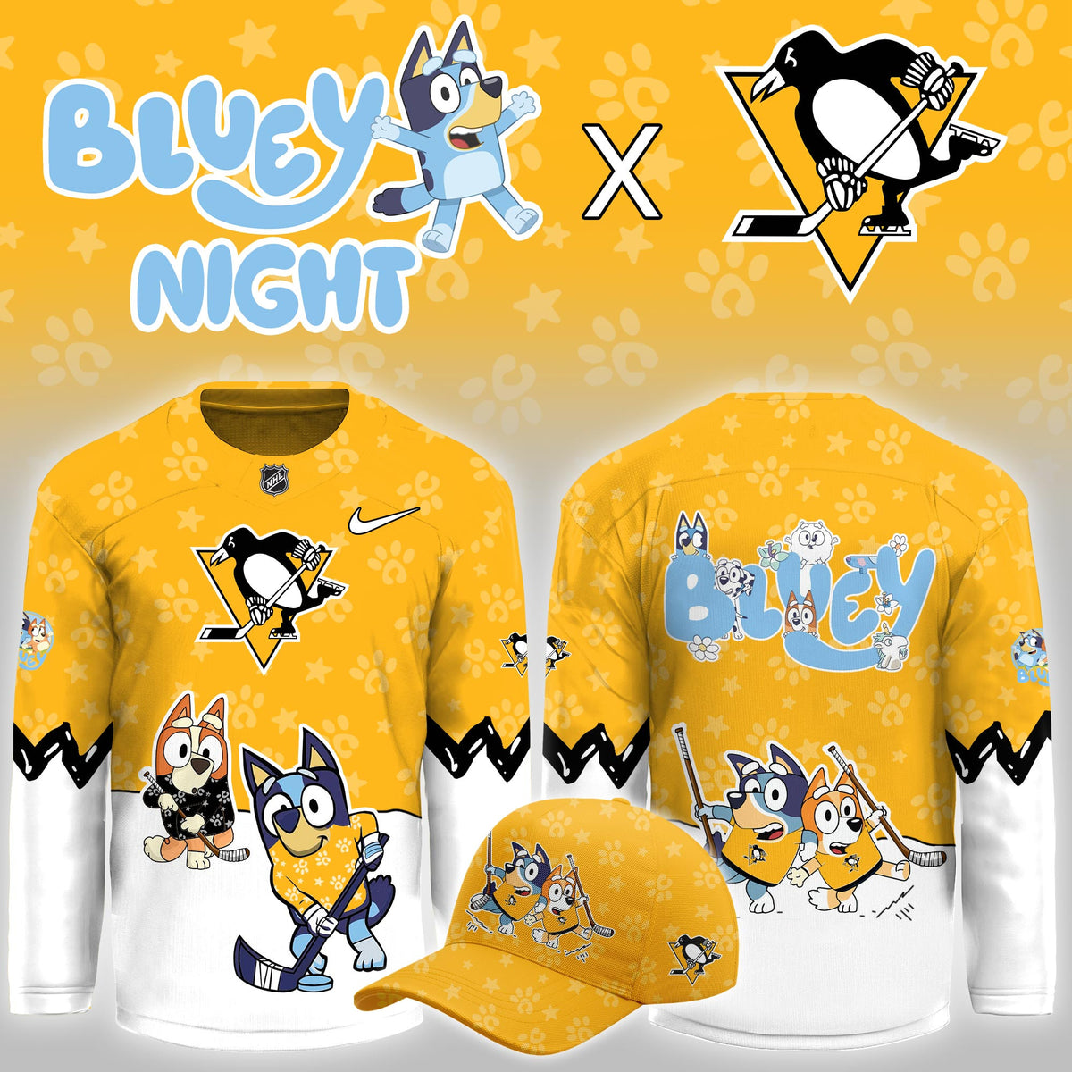 Pittsburgh Penguins Bluey Theme Night Game Jersey Pittsburgh Penguins Apparel Fan Gear - Foxy23shop