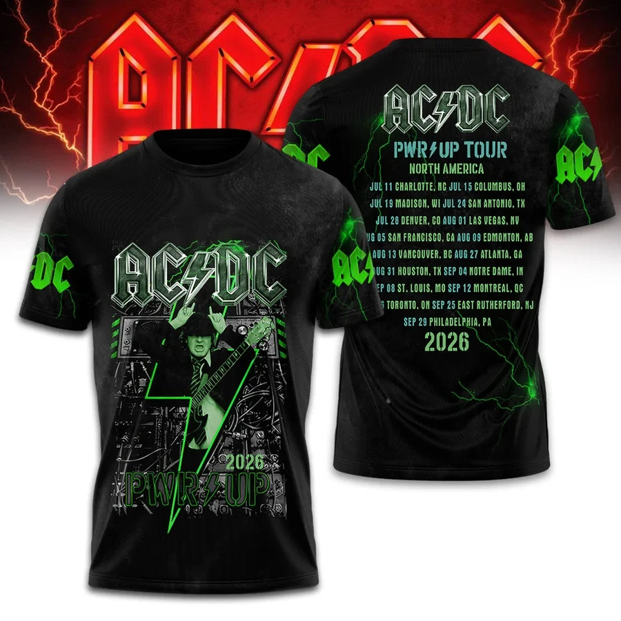 AC DC Merch PWR Up Tour 2026 T-Shirt AC DC Concert Outfits Rock Lover Presents - Foxy23shop