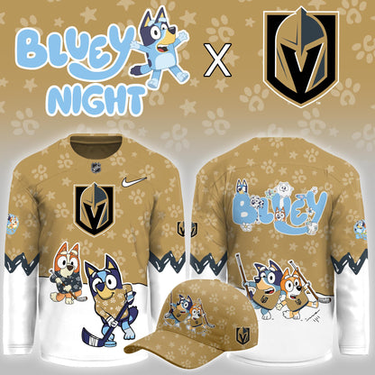 Vegas Golden Knights Bluey Theme Night Game Jersey Vegas Golden Knights Apparel - Foxy23shop