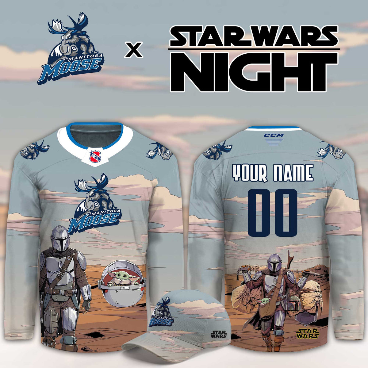 Personalized Manitoba Moose Star Wars Night Hockey Jersey Manitoba Moose Merch Presents For Fans - Foxy23shop