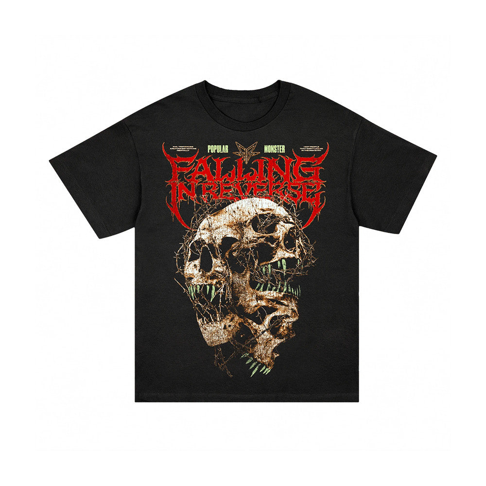 Falling In Reverse Merch Triple Skull T-Shirt Presents Idea For Falling In Reverse Lovers - Foxy23shop