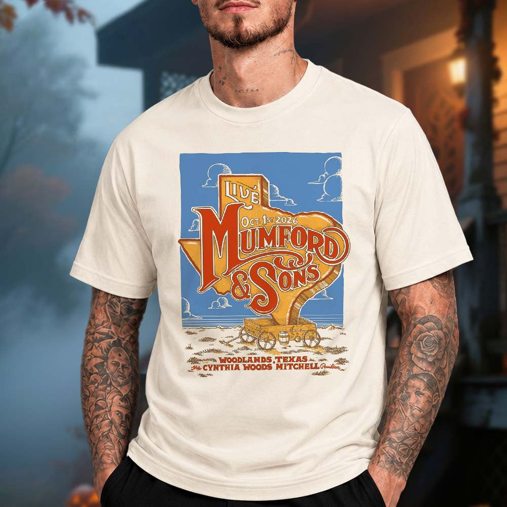 Mumford And Sons The Woodlands TX Event Poster T-Shirt Mumford And Sons Clothes Gifts For Fans - Foxy23shop
