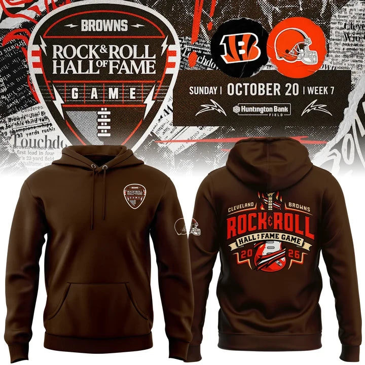 Cleveland Browns Merch Rock Roll Hall Of Fame Game Hoodie Cleveland Browns Apparel - Foxy23shop
