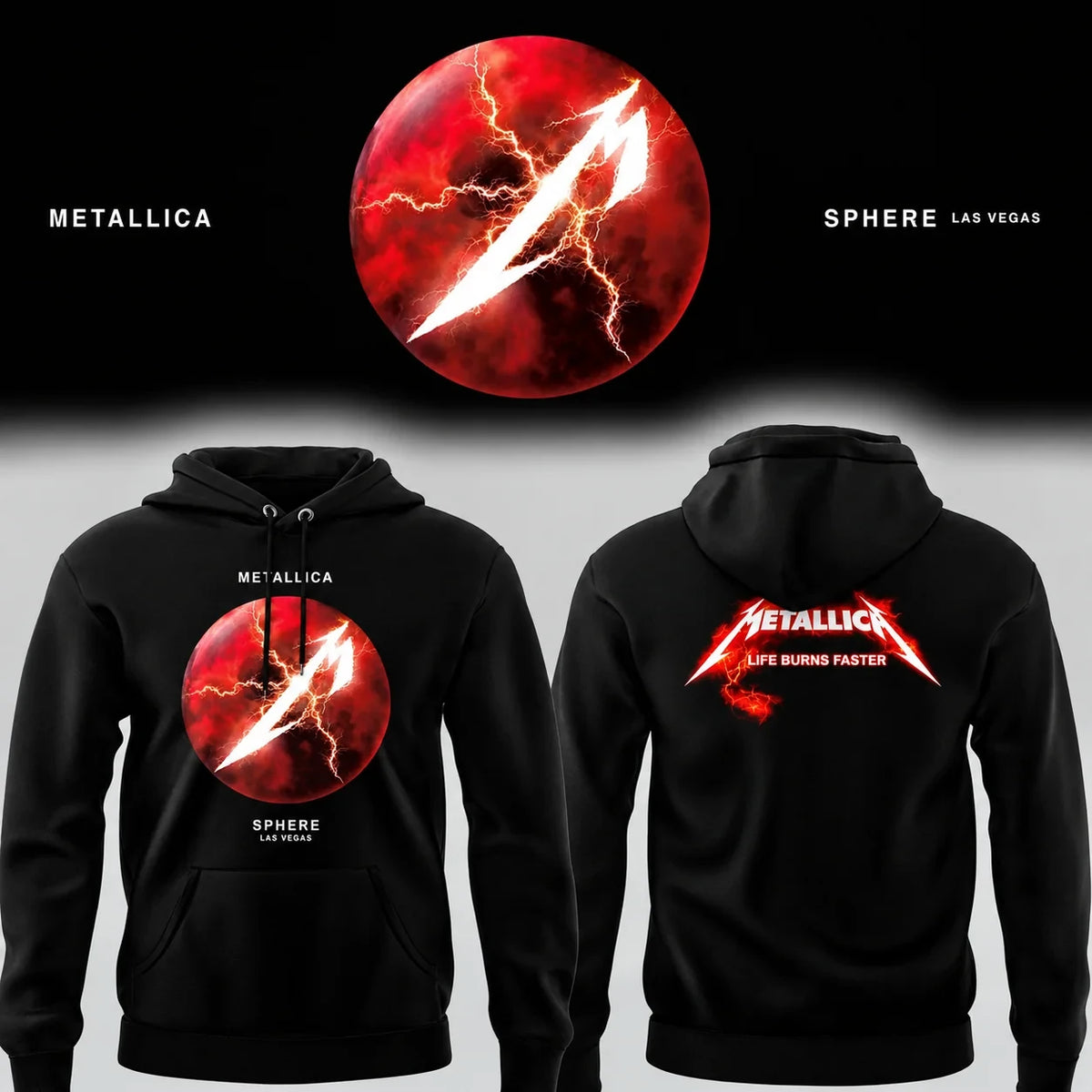 Metallica Merch Life Burns Faster Sphere Las Vegas Concert Hoodie Gifts For Metallica Fans - Foxy23shop