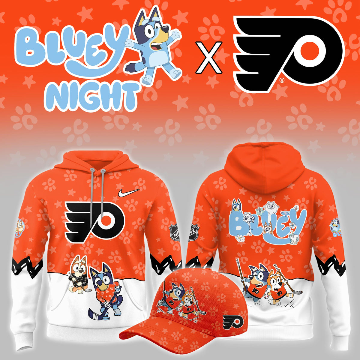 Philadelphia Flyers Bluey Theme Night Game Hoodie Philadelphia Flyers Clothing Gifts For Brother - Foxy23shop