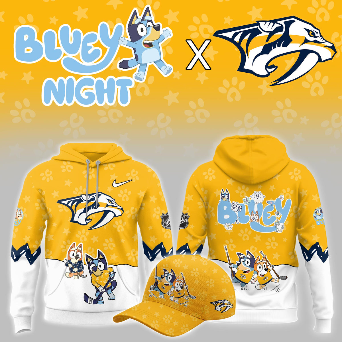 Nashville Predators Bluey Theme Night Game Hoodie Nashville Predators Merch Unique Fan Gears - Foxy23shop