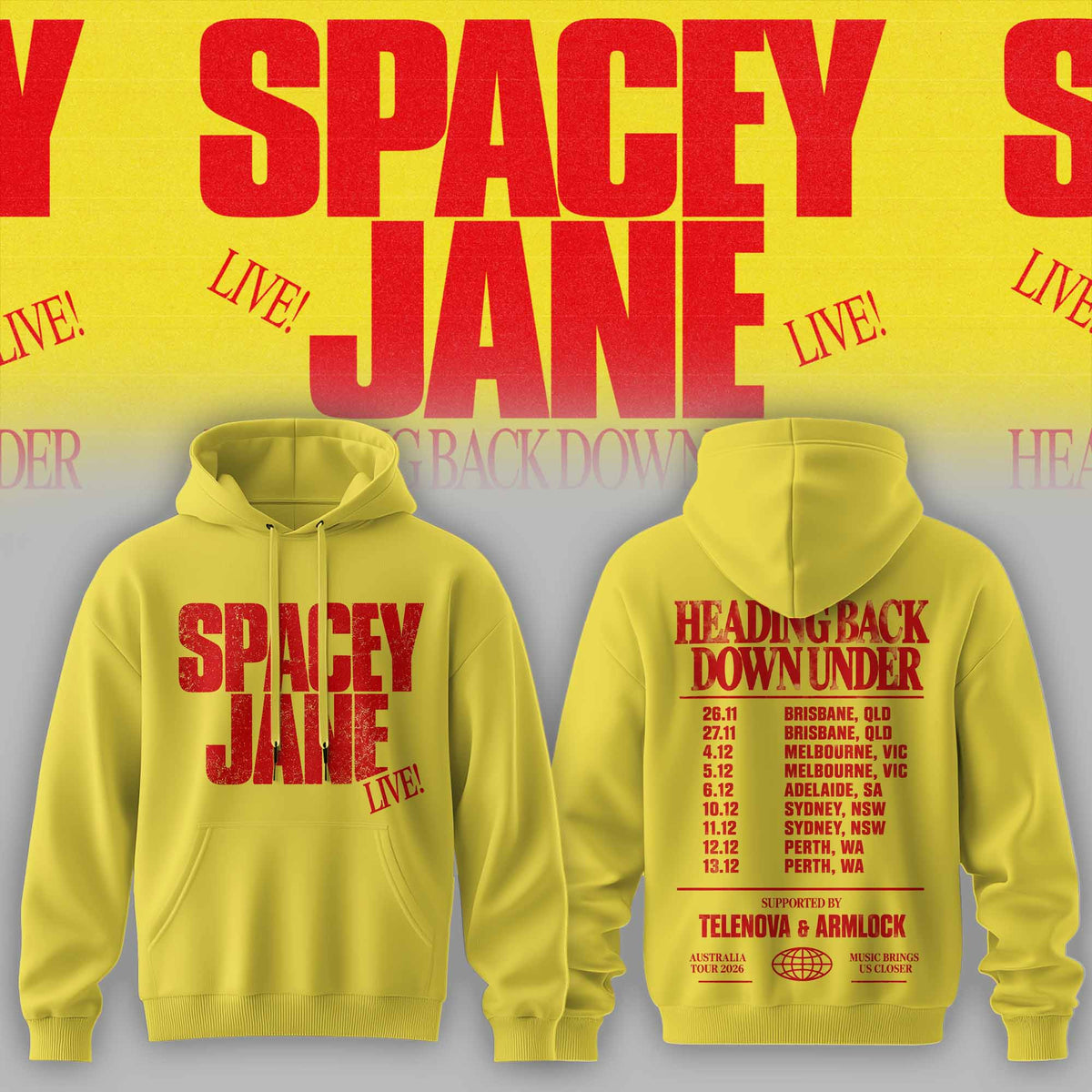 Spacey Jane Merch Heading Back Down Under Australian Tour Hoodie Rock Music Lover Present - Foxy23shop