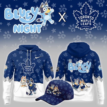 Toronto Maple Leafs Bluey Theme Night Game Hoodie Toronto Maple Leafs Apparel Fan Gear - Foxy23shop