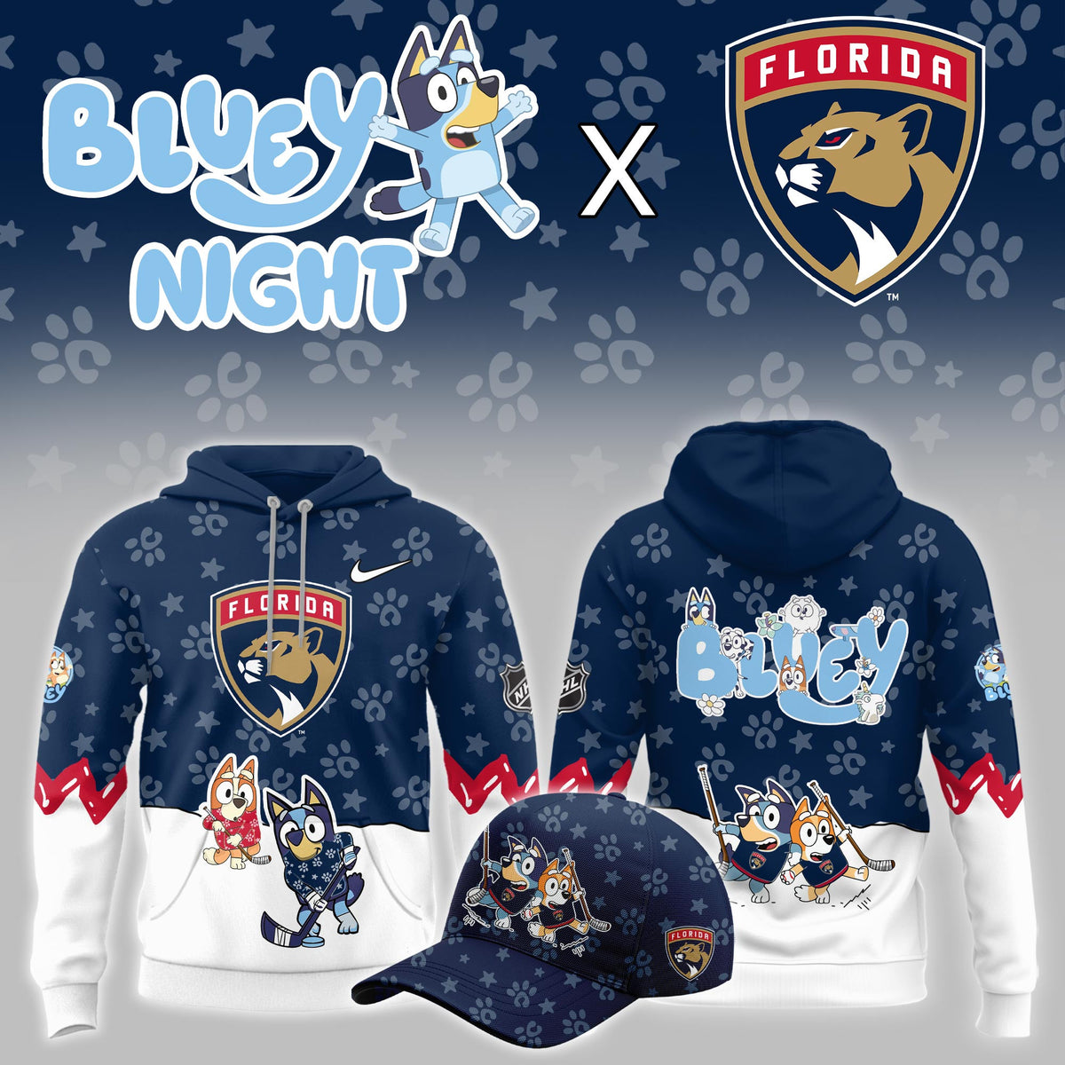 Florida Panthers Bluey Theme Night Game Hoodie Florida Panthers Apparel Best Fan Gear - Foxy23shop