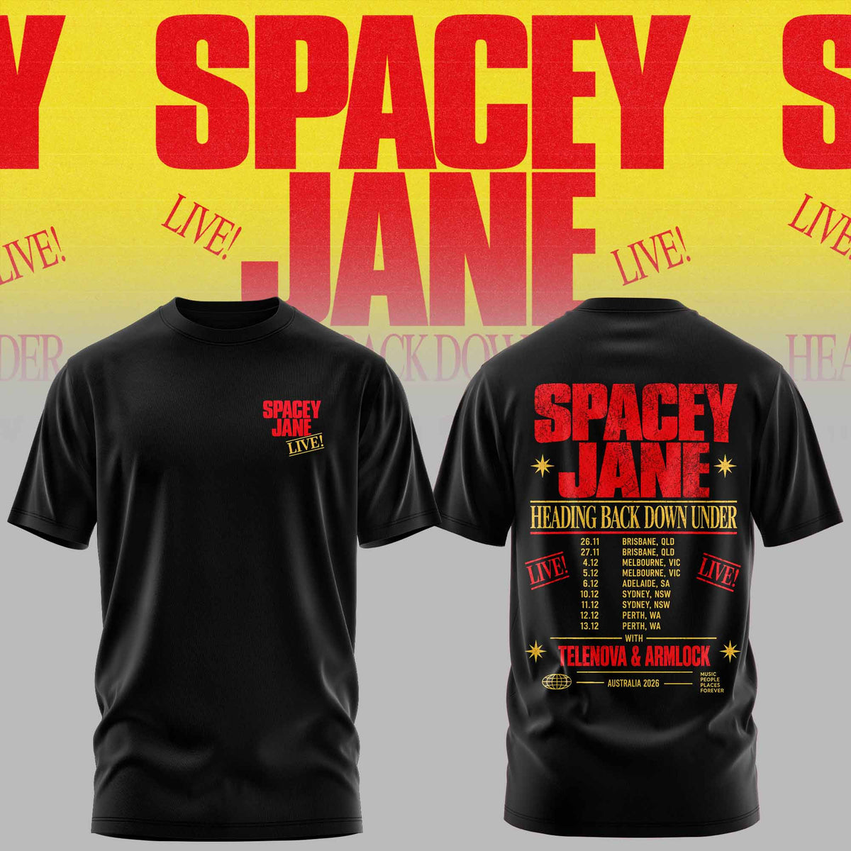 Spacey Jane Merch Heading Back Down Under Australian Tour T-Shirt Gifts For Spacey Jane Lover - Foxy23shop