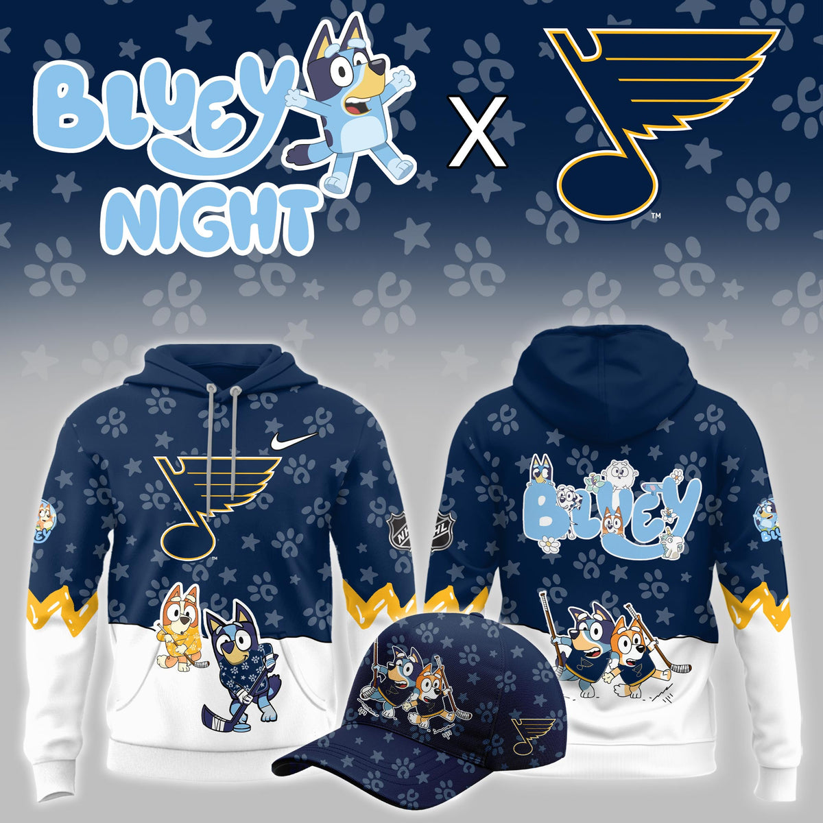 St Louis Blues x Bluey Night 2026 Hoodie St Louis Blues Apparel Hockey Fan Gifts - Foxy23shop