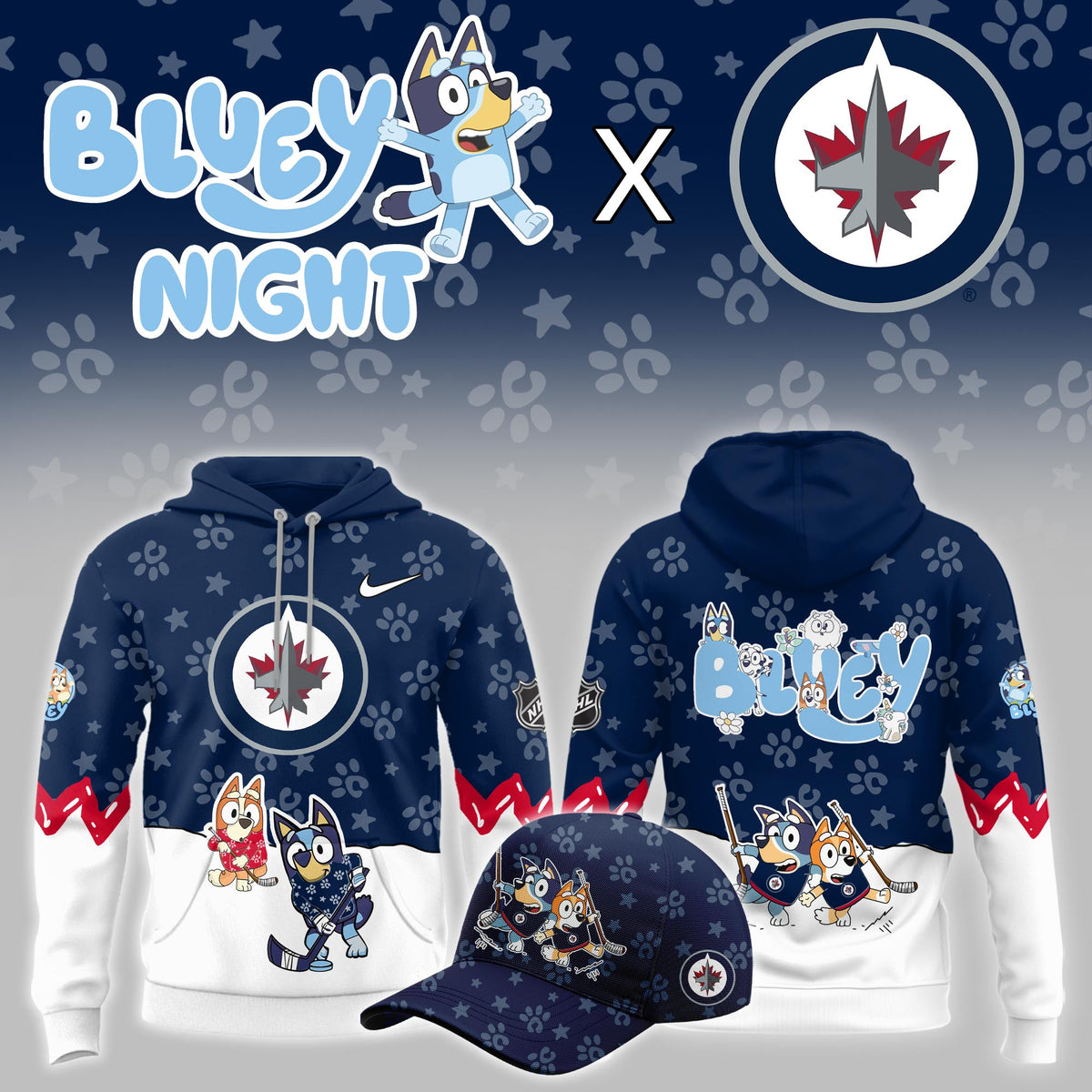 Winnipeg Jets Bluey Theme Night Game Hoodie Winnipeg Jets Clothing Great Gift For Fan - Foxy23shop