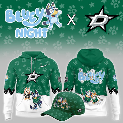 Dallas Stars Bluey Theme Night Game Hoodie Dallas Stars Hooded Sweatshirt Best Fan Gifts - Foxy23shop