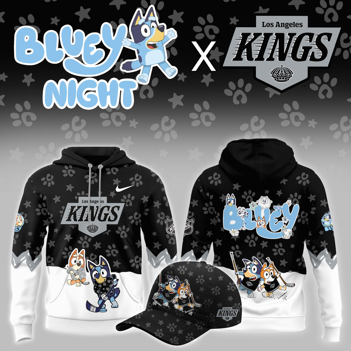 Los Angeles Kings Bluey Theme Night Game Hoodie Los Angeles Kings Clothing Fan Gears - Foxy23shop