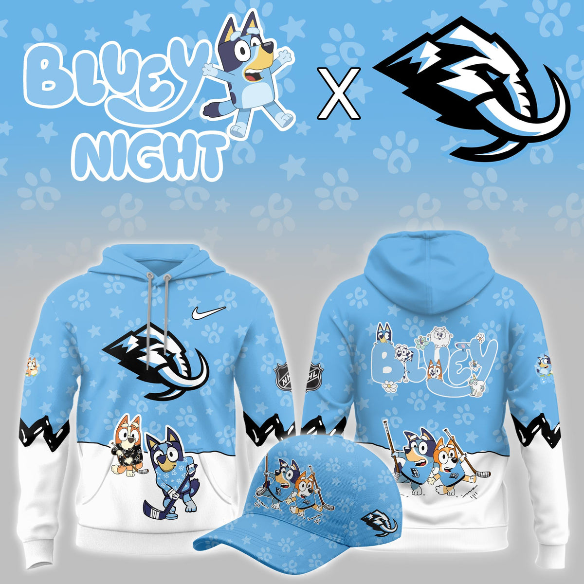 Utah Mammoth Bluey Theme Night Game Hoodie Utah Mammoth Clothing Presents For Hockey Player - Foxy23shop