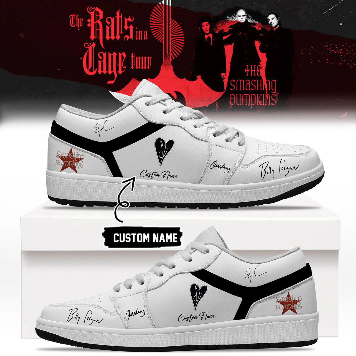 Custom The Smashing Pumpkins Merch The Rats In A Cage Tour Sneakers Rock Enthusiasts Gifts - Foxy23shop