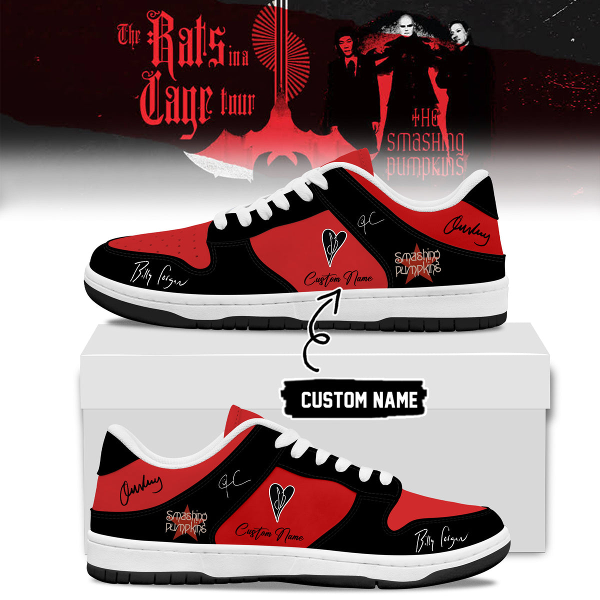 Custom The Smashing Pumpkins The Rats In A Cage Tour Signed Sneaker Rock Lover Gift Ideas - Foxy23shop
