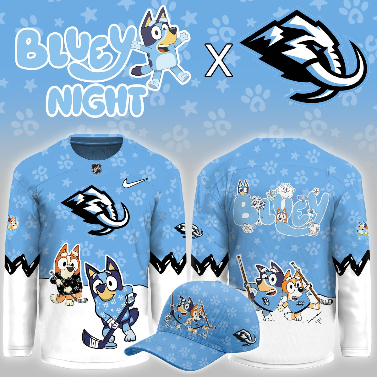 Utah Mammoth Merch 2026 NHL Bluey Night Game Hockey Jersey Presents For Mammoth Fans - Foxy23shop