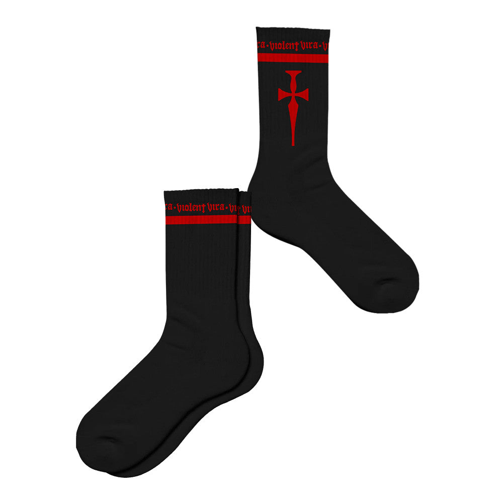 Violent Vira Store Merch Cross Knife Socks Presents For Music Lovers - Foxy23shop