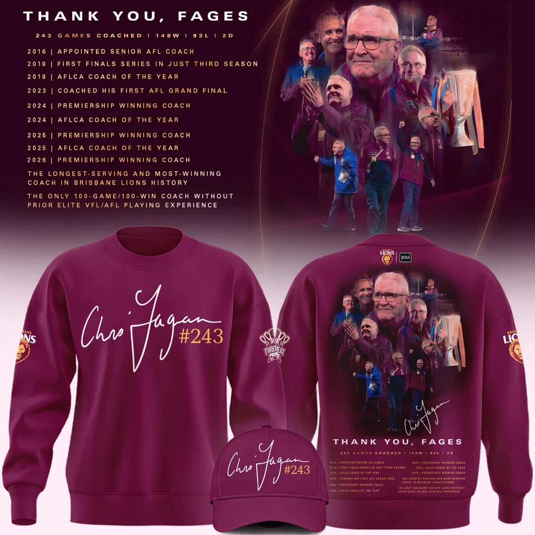 Brisbane Lions Merch Thank You Chris Fagan Coach Sweatshirt Gift Ideas For Fans - Foxy23shop
