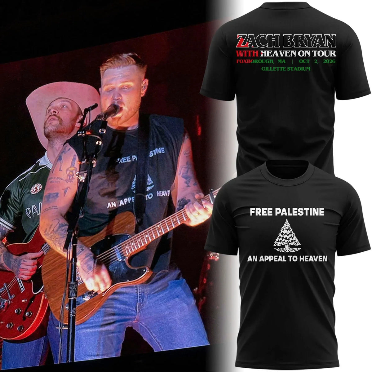 Zach Bryan Free Palestine 2026 T-Shirt Zach Bryan Clothing Present For Music Lover - Foxy23shop