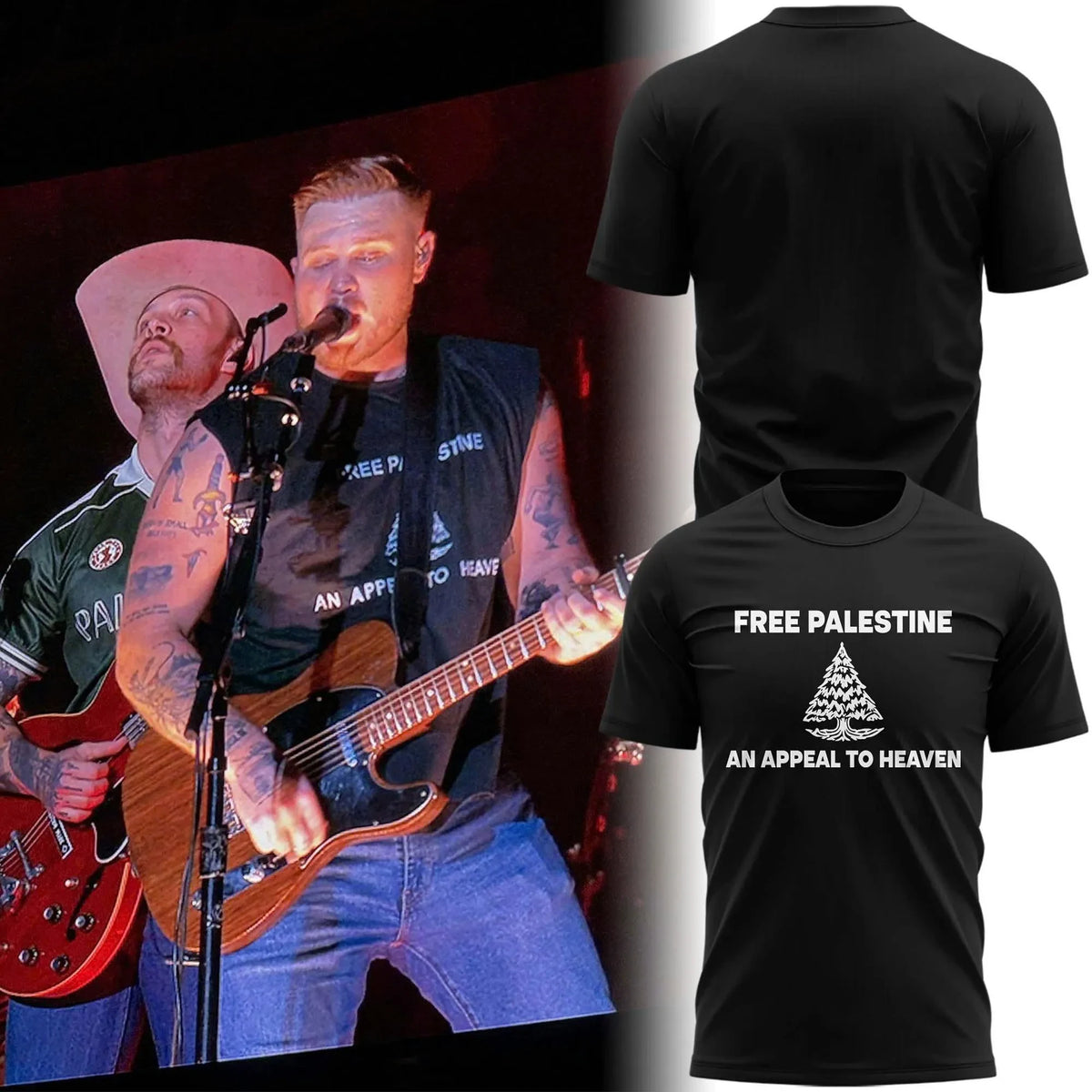 Zach Bryan Merch Free Palestine An Appeal To Heaven Black T-Shirt Gifts For Music Lovers - Foxy23shop