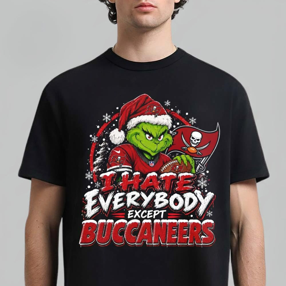 Tampa Bay Buccaneers Grinch I Hate Everybody Except Buccaneers T-Shirt Unique Fan Gear - Foxy23shop