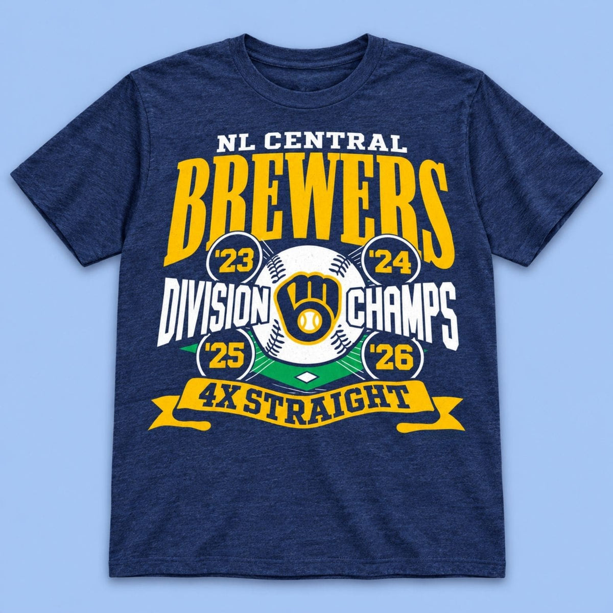 Milwaukee Brewers 4x Straight NL Central Division Champs T-Shirt Milwaukee Brewers Gear - Foxy23shop