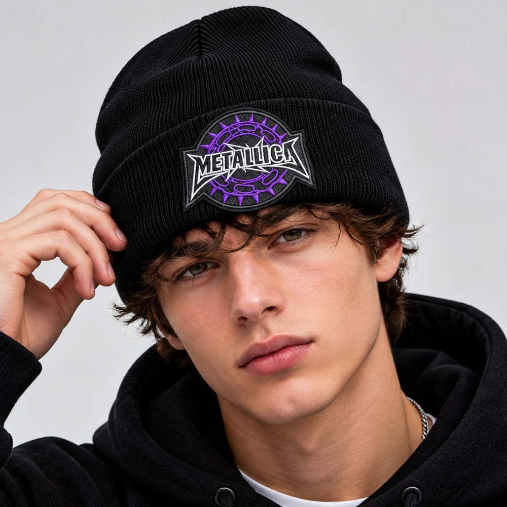 Metallica Purple Spiked Logo Beanie Hat Metallica Merch Presents For Fans - Foxy23shop