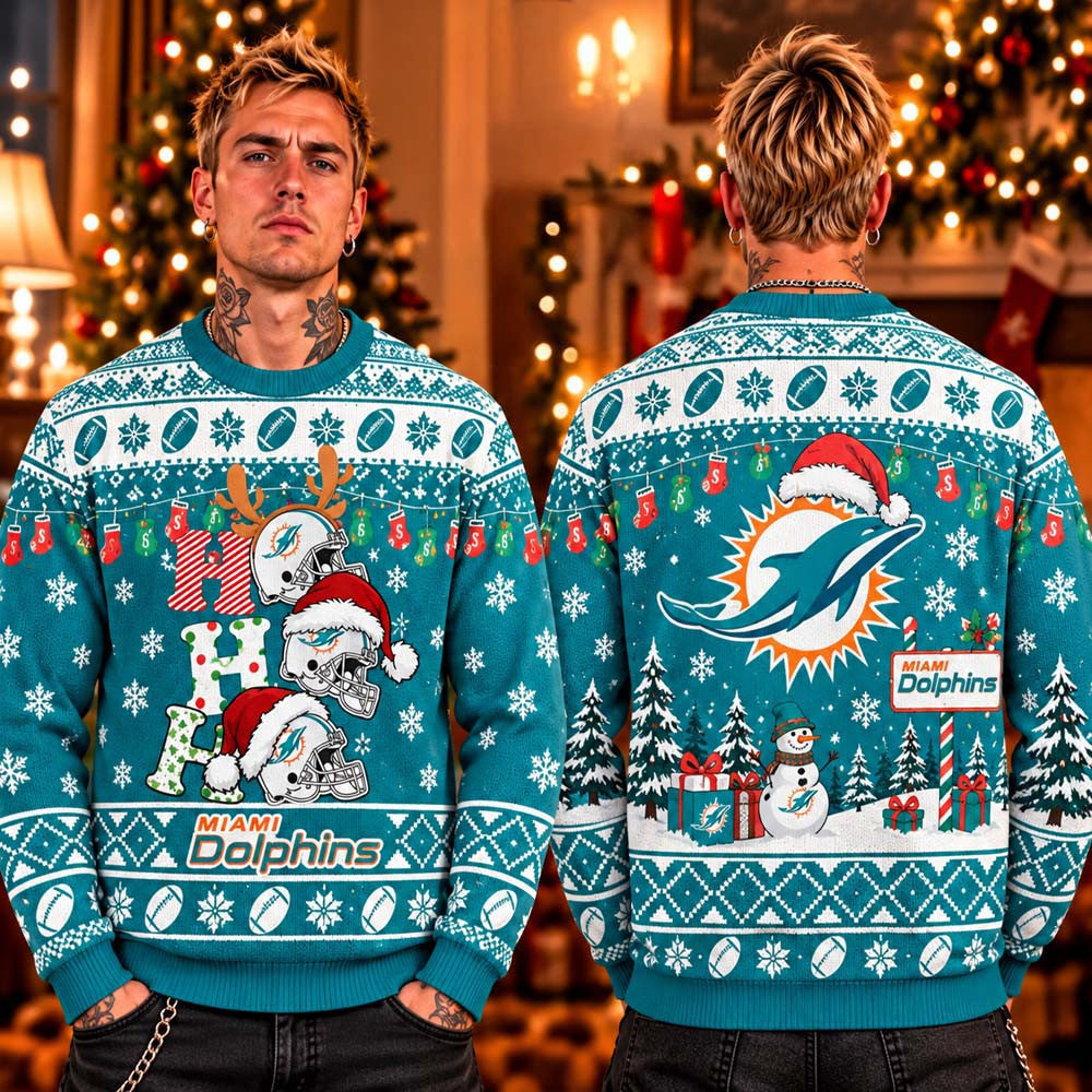 Miami Dolphins 2026 Ho Ho Ho Ugly Christmas Sweater Xmas Gifts For Dolfans - Foxy23shop