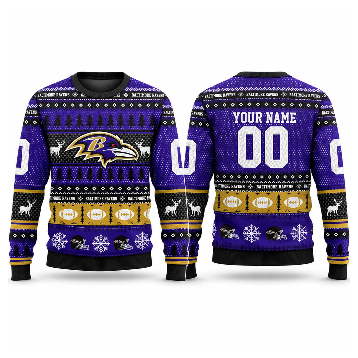 Custom Baltimore Ravens Christmas Ugly Sweater Xmas Gifts For Ravens Flock - Foxy23shop