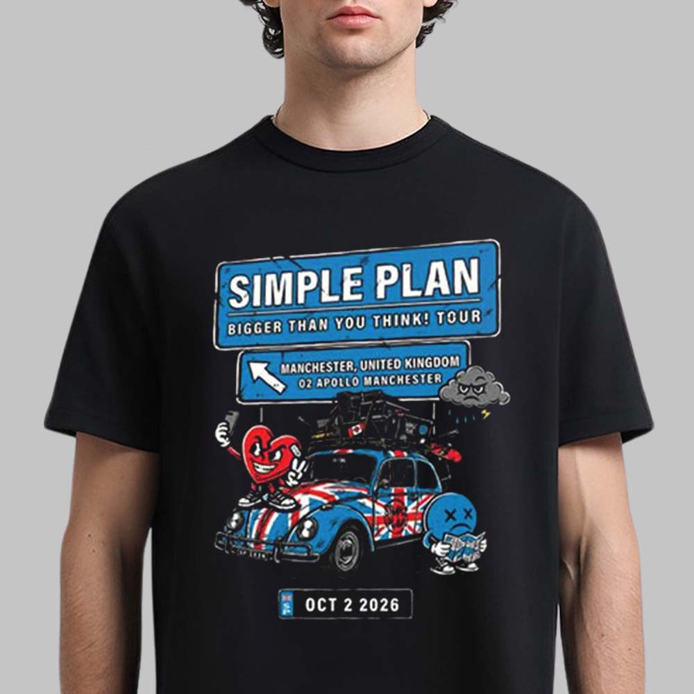 Simple Plan Manchester UK 2026 City Black T-Shirt Presents For Rock Fans - Foxy23shop