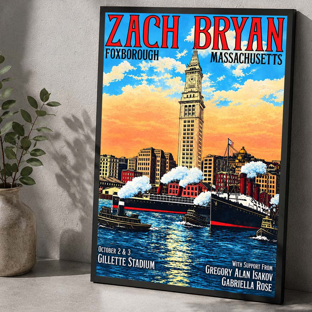 Zach Bryan Foxborough MA Event Poster Zach Bryan Concert Poster Music Lover Gifts - Foxy23shop