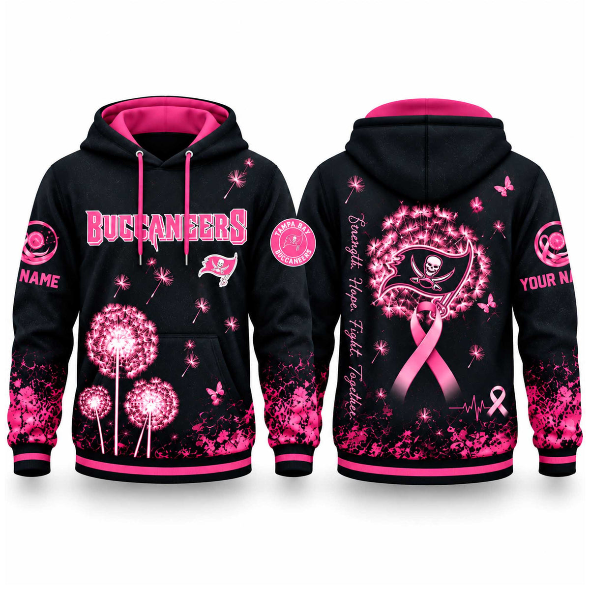 Custom Tampa Bay Buccaneers Breast Cancer Awareness Hoodie TB Buccaneers Apparel - Foxy23shop