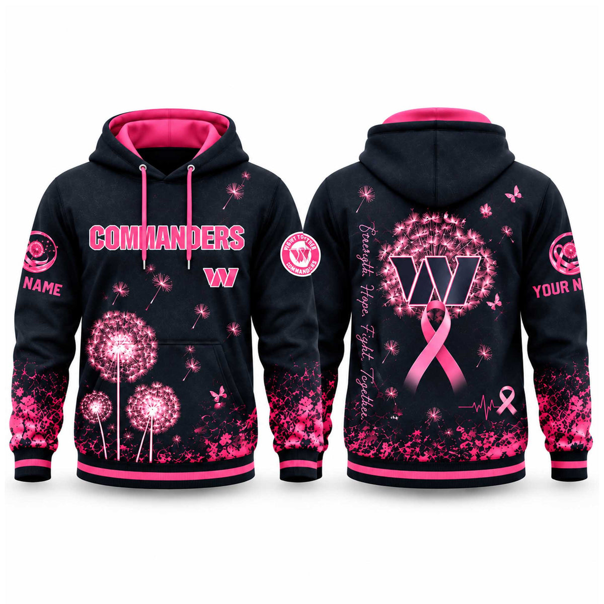 Personalized Washington Commanders Breast Cancer Awareness Hoodie Best Fan Gear - Foxy23shop