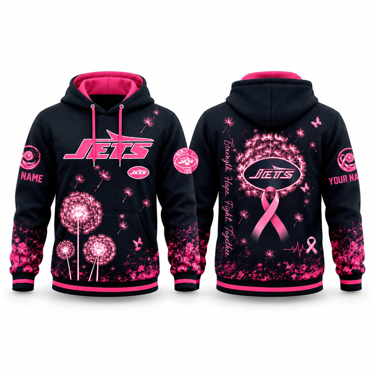Personalized New York Jets Breast Cancer Awareness Hoodie Presents For Jets Fans - Foxy23shop