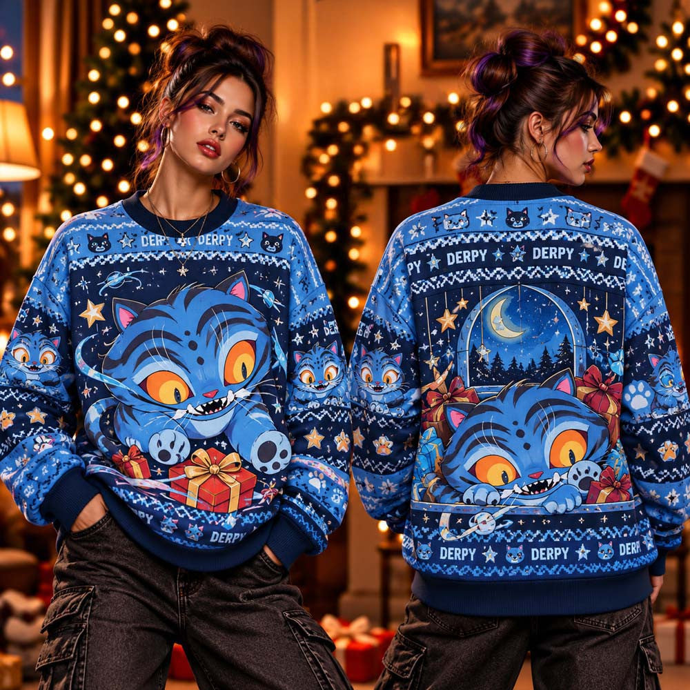 Kpop Demon Hunters Derpy Tiger 2026 Ugly Christmas Sweater Demon Hunters Apparel Kpop Lovers Gift - Foxy23shop