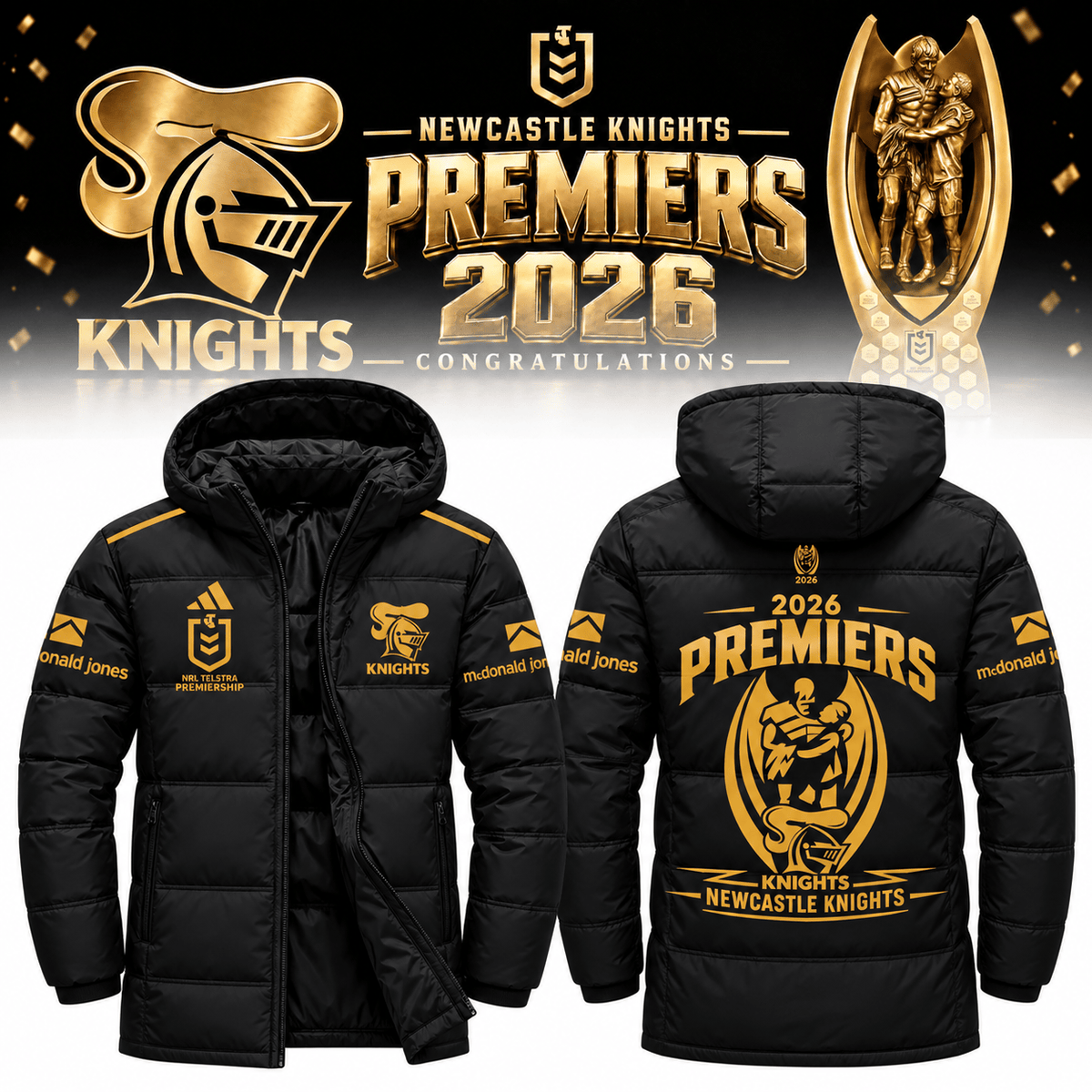 Newcastle Knights Merch 2026 NRL Premiers Zip Hoodie Present For Rugby Lovers - Foxy23shop