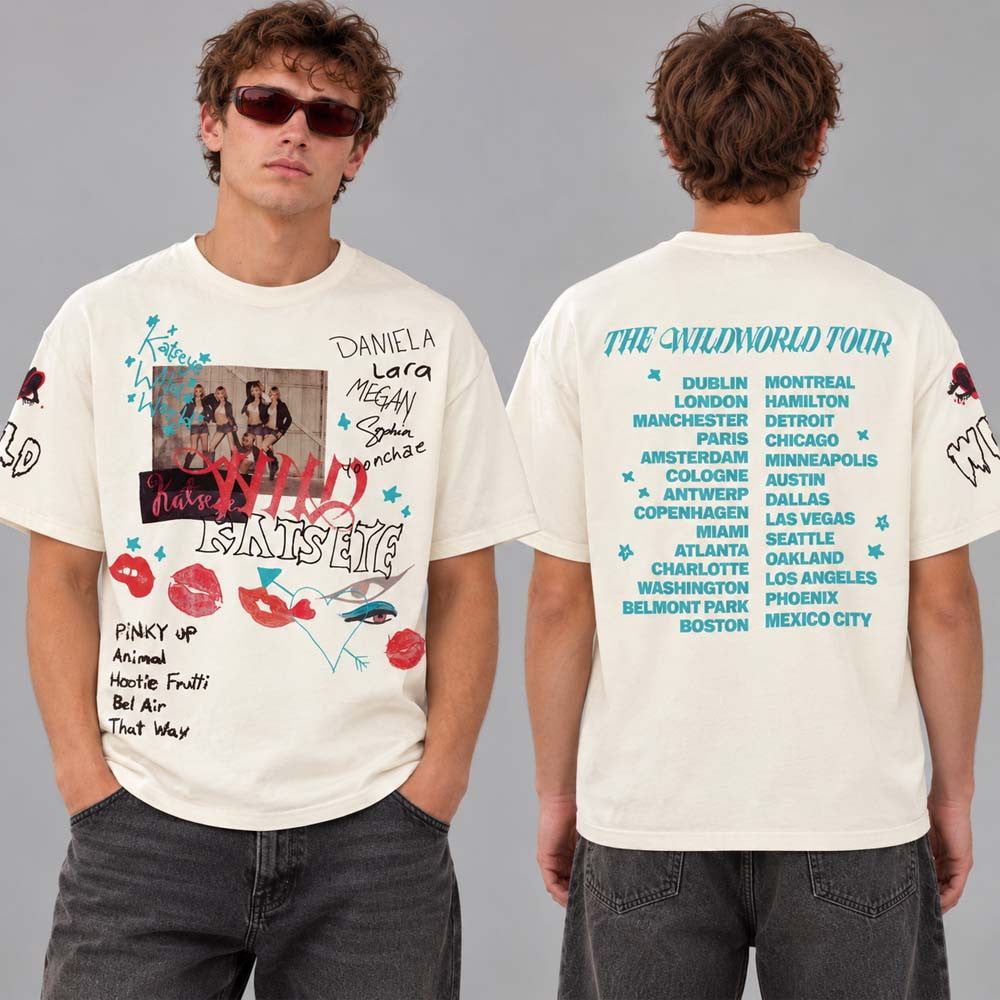 Katseye Merch The Wildworld Tour 2026 Merch Ivory Routing T-Shirt Gifts For Katseye Lovers - Foxy23shop