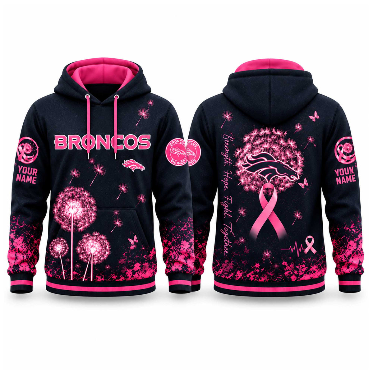 Custom Denver Broncos Breast Cancer Awareness Hoodie 2026 Broncos Apparel Fan Gear - Foxy23shop
