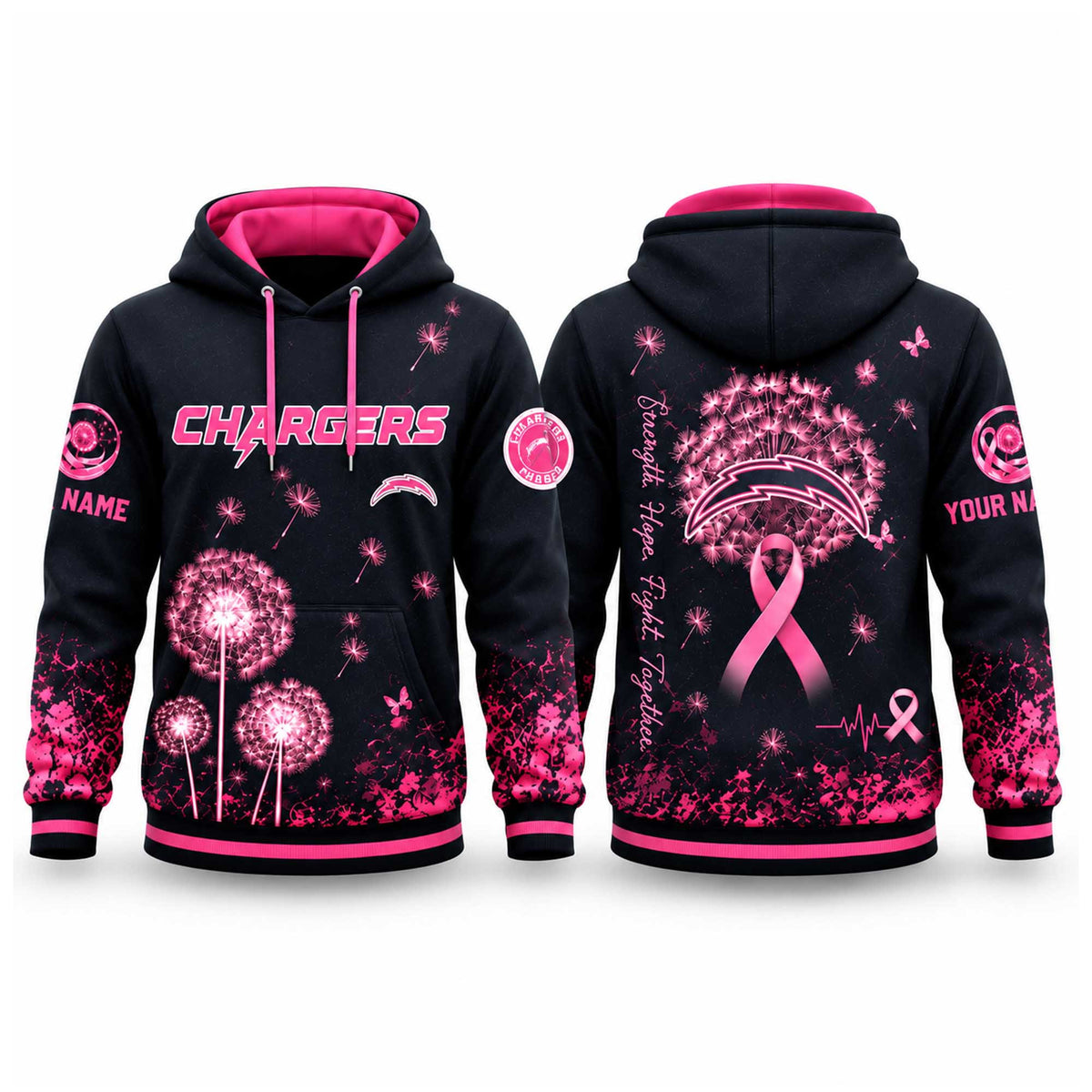 Custom Los Angeles Chargers Breast Cancer Awareness Hoodie Los Angeles Chargers Apparel Fan Gear - Foxy23shop