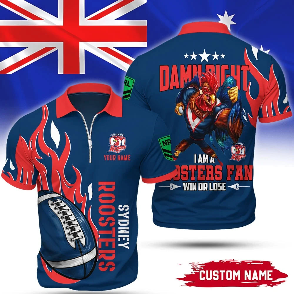 Personalized Sydney Roosters NRL 2026 Premiers Zip Polo Shirt Sydney Roosters Clothes Gift For Him - Foxy23shop
