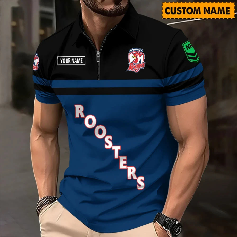 Personalized Sydney Roosters Merch 2026 NRL Zip Polo Shirt Best Gifts For Rugby Lovers - Foxy23shop