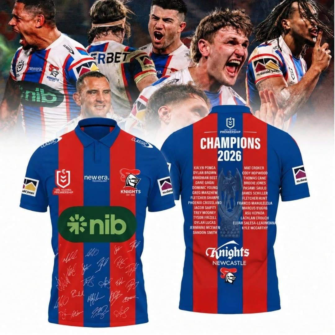 Newcastle Knights 2026 NRL Premiers Signature Polo Shirt Newcastle Knights Clothing Gift Ideas For Fans - Foxy23shop