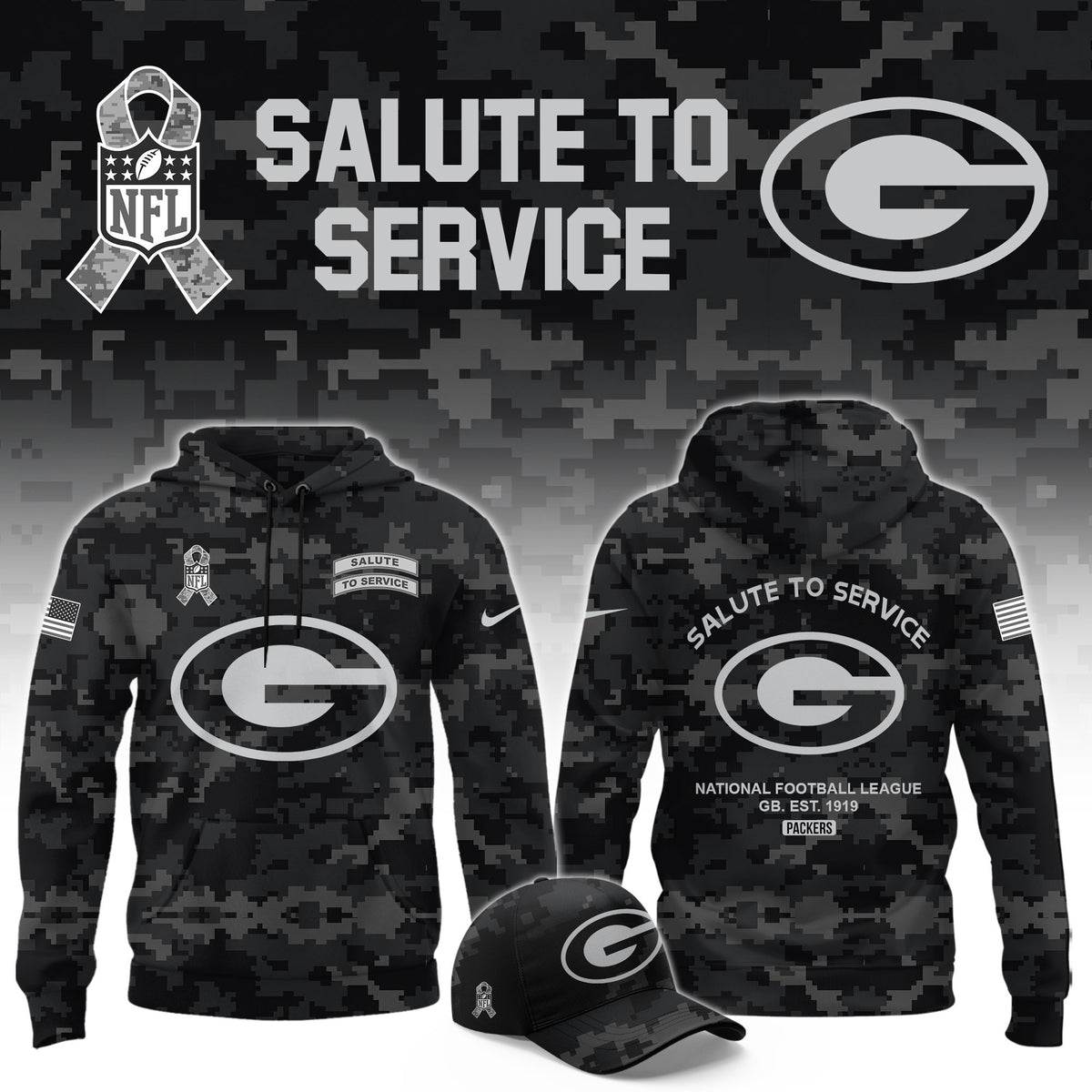 Green Bay Packers Merch Salute To Service Hoodie 2026 Packers Apparel Fan Gear - Foxy23shop