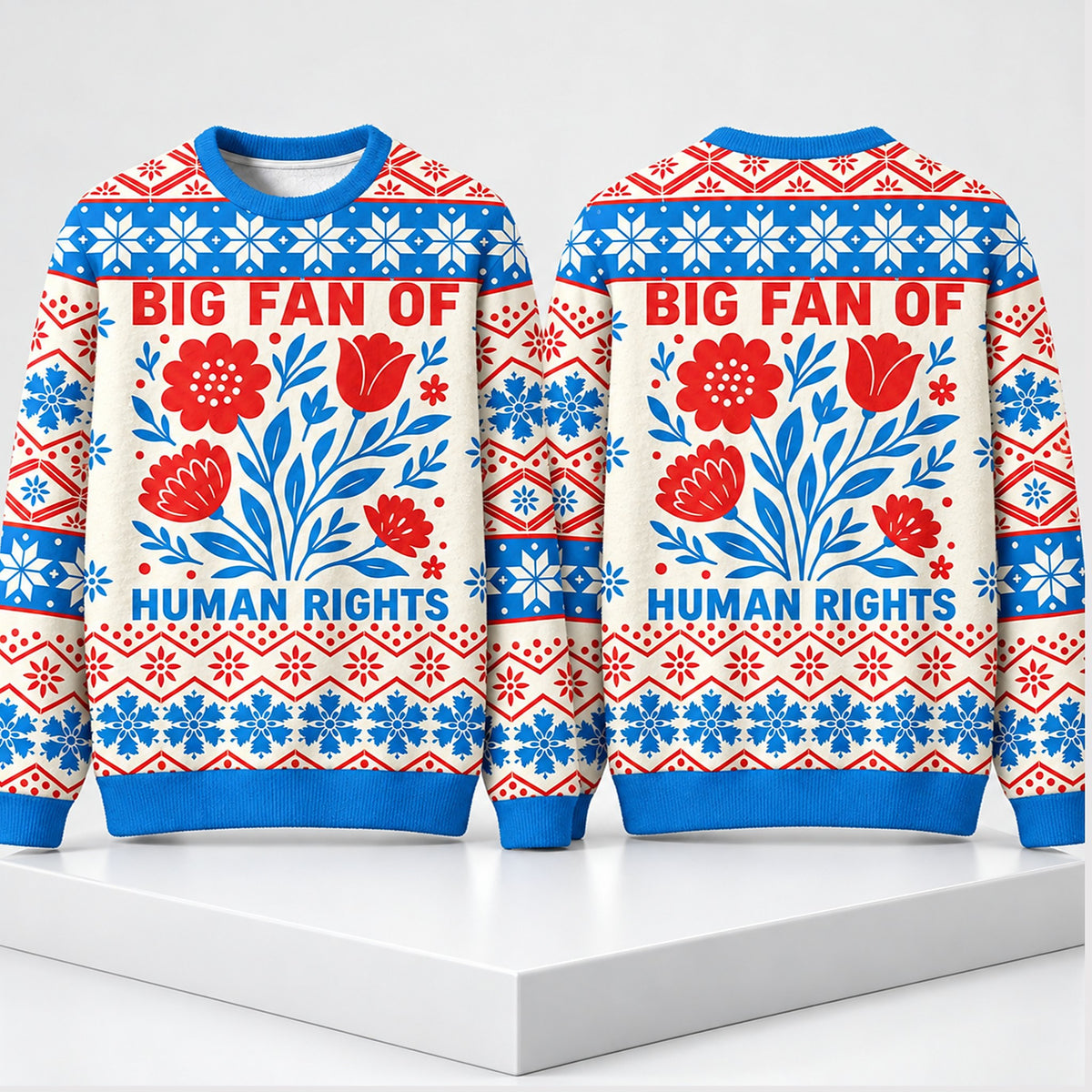 Big Fan Of Human Rights Christmas 2026 Ugly Sweater Xmas Apparel Gifts For Activists - Foxy23shop