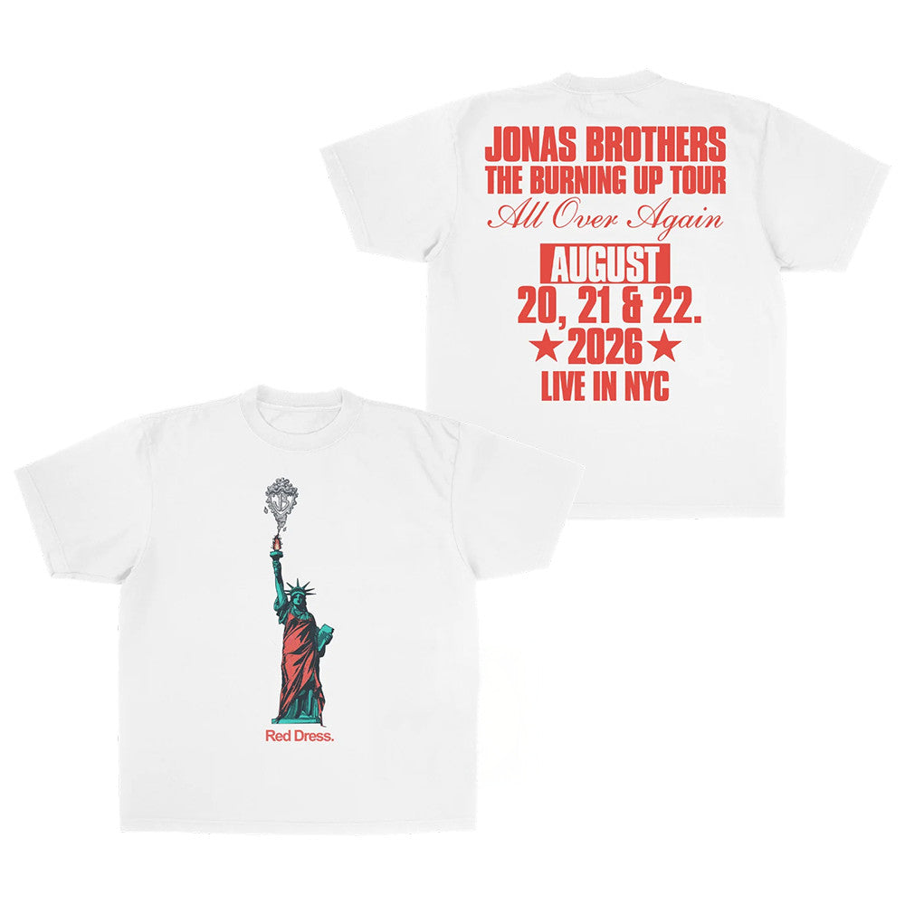 Jonas Brothers Merch The Red Dress NYC Landmark T-Shirt Presents For Music Lovers - Foxy23shop